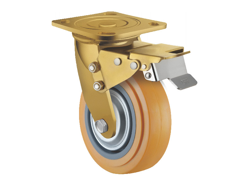 Scaffold caster wheel with brake